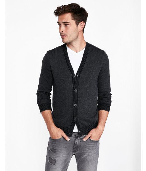 Express Mens Tipped V-neck Cardigan