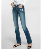 Express Mid Rise Distressed Stretch Barely Boot Jeans