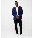 Express Mens Slim Navy Blue Oxford Blazer