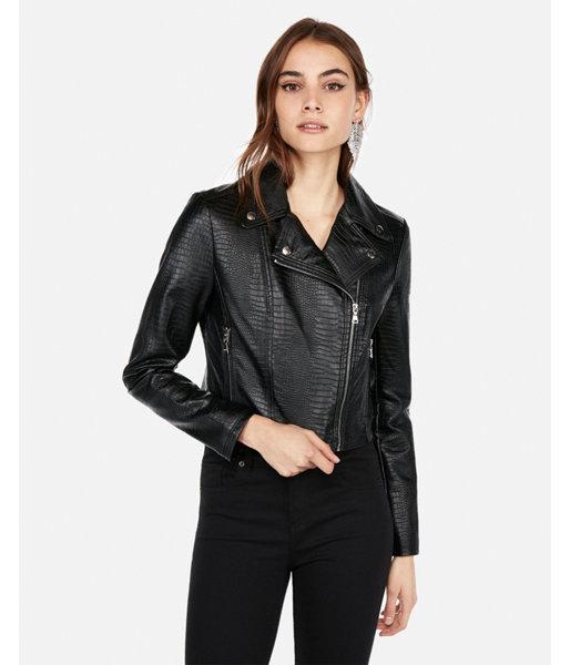 Express Womens Embossed Cropped Faux