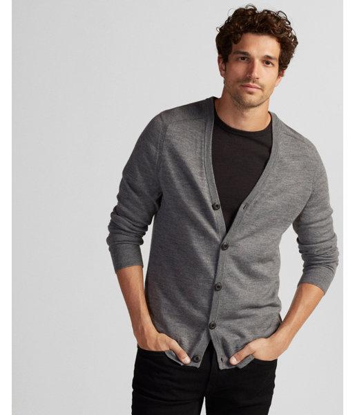 Express Mens Merino Wool Blend Thermal Regulating Cardigan