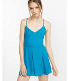 Express Womens Teal Strappy Tie-back Cami Romper