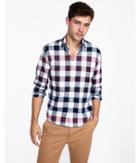 Express Mens Slim Plaid Soft Wash Button-down