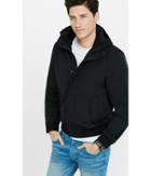 Express Men's Outerwear Black Hooded Bomber Coat
