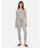 Express Womens Heathered Off The Shoulder Lounge Drawstring Jumpsuit