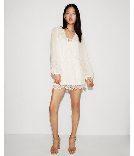Express Womens Lace-up Chiffon Romper