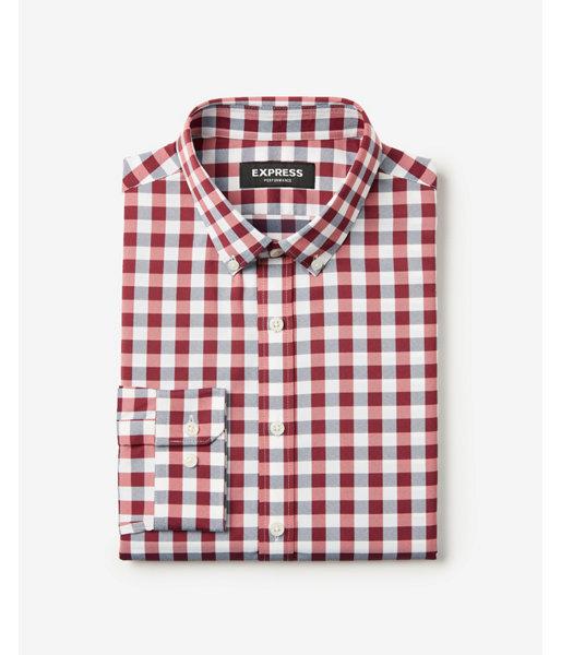 Express Mens Express Mens Slim Small Plaid Wrinkle-resistant Performance Dress