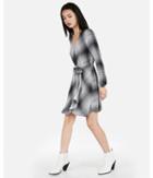 Express Womens Plaid Knotted Faux Wrap Dress