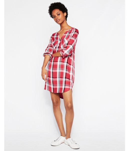 Express Womens Plaid Popover Tunic Dress