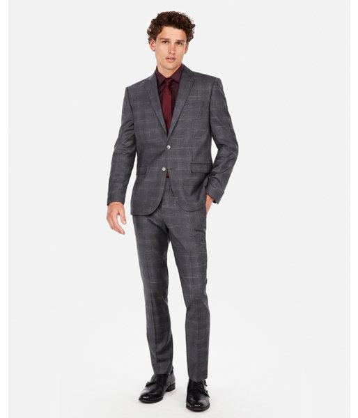 Express Mens Slim Plaid Luxury 100% Italian Wool