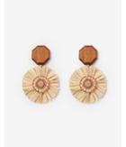 Express Womens Wood & Raffia Post Back Earrings