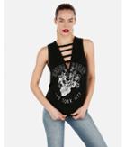 Express Womens Express One Eleven Skull Nyc Graphic Cut-out Tank