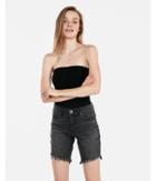 Express Womens High Waisted Stretch Raw Hem Bermuda