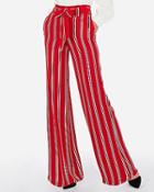 Express Womens Express Womens High Waisted Satin Striped Paperbag Wide Leg Palazzo Pant