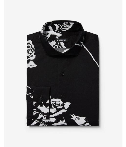 Express Mens Extra Slim Magnified Floral Print Cotton Dress