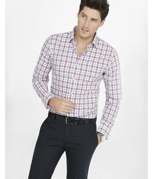 Express Mens Slim Small Plaid Dress