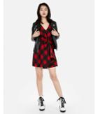 Express Womens Plaid Knotted Front Faux Wrap Dress
