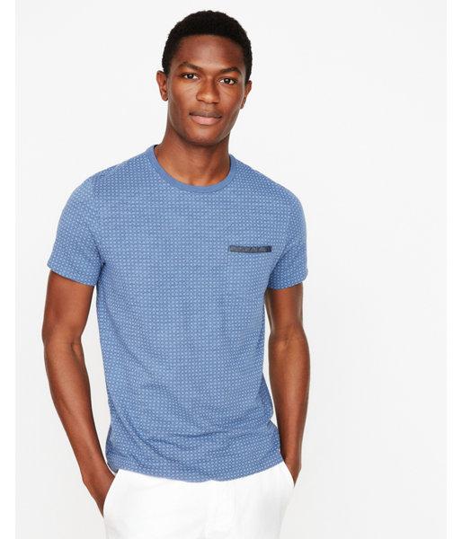 Express Mens Slub Microdot Print Cotton Tee