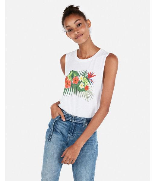 Express Womens Express One Eleven Tropical Graphic Tank