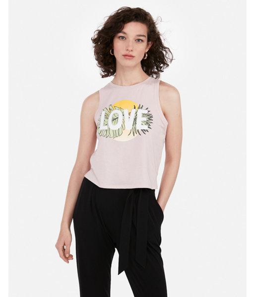 Express Womens Cropped Love Sun Graphic Easy Tank
