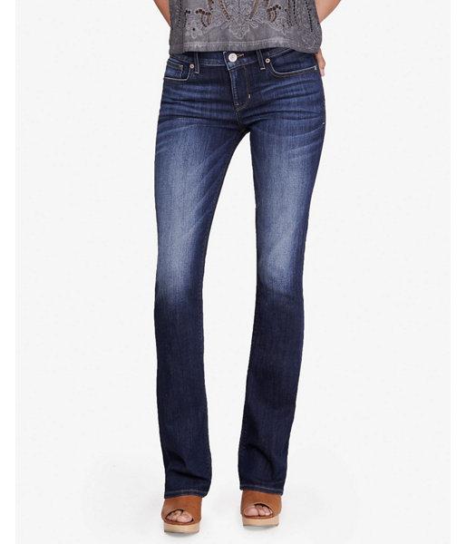 Express Womens Petite Dark Mid Rise Barely Boot Jean