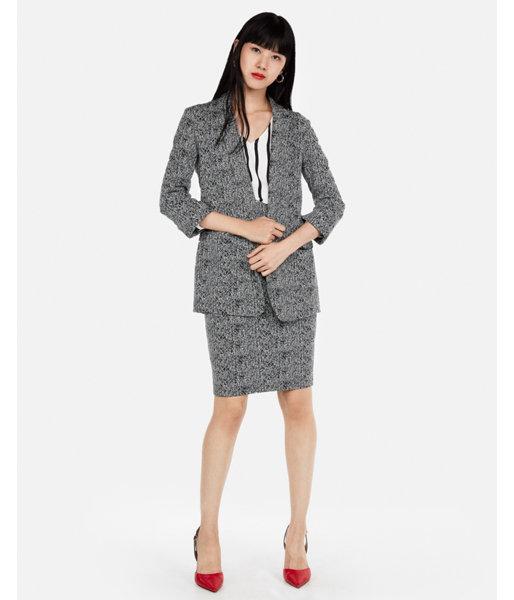 Express Womens Jacquard Ruched Sleeve Boyfriend Blazer