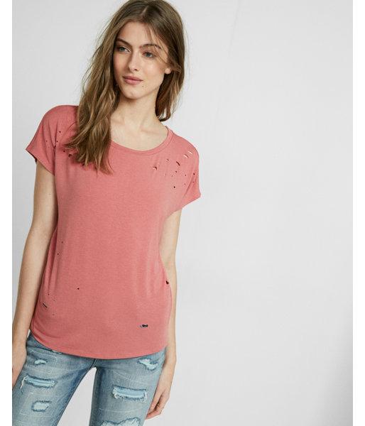 Express Distressed Bateau Neck Tee