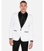 Express Mens Slim White & Black Satin Shawl Collar Tuxedo Jacket