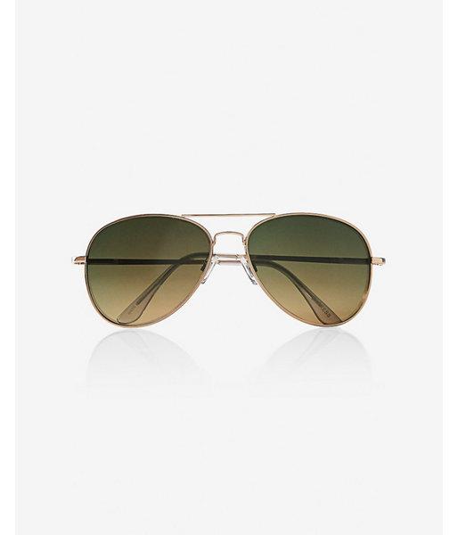 Express Women's Sunglasses Mirror Color Lens Gold Frame Aviator