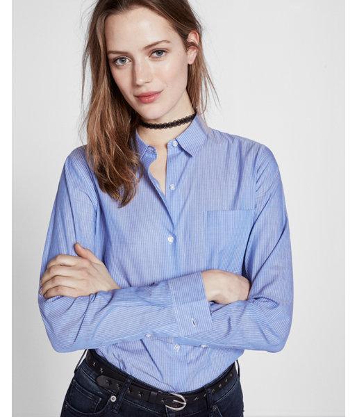 Express Womens Stripe Cotton Button Down