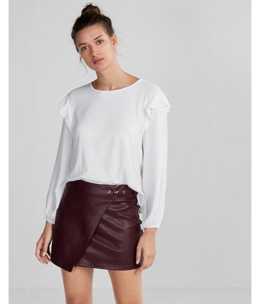 Express Woven Mix Ruffle Raglan Blouse