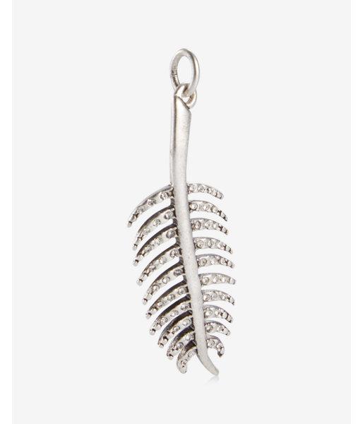 Express Womens Sequin Matte Silver Feather Charm
