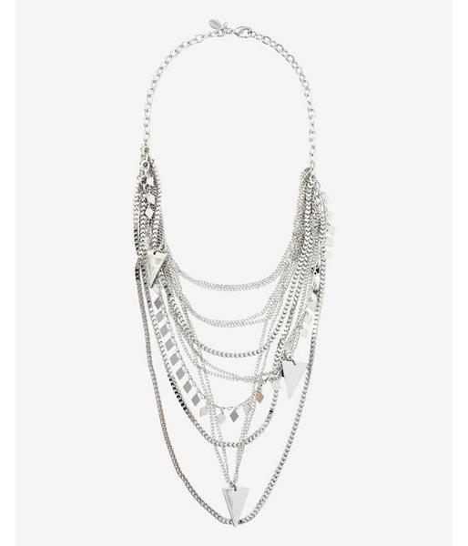 Express Womens Layered Chain And Triangle Charm Necklace