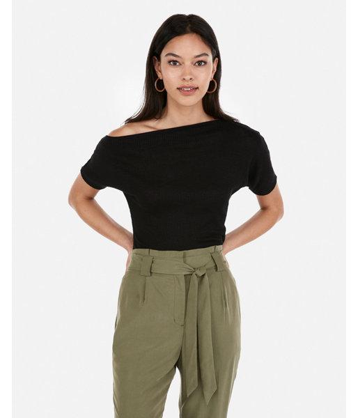 Express Womens Off The Shoulder Ribbed Tee