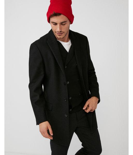Express Mens Black Topcoat