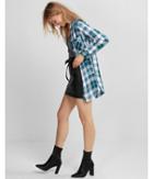 Express Plaid Button Front Tunic