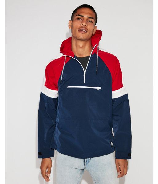 Express Mens Nylon Water-resistant Color Block Hooded Jacket