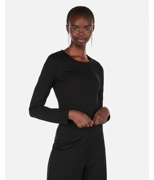 Express Womens Ponte Long Sleeve Cropped Top