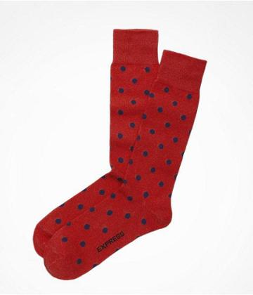 Mens Large Polka Dot Dress Socks Red