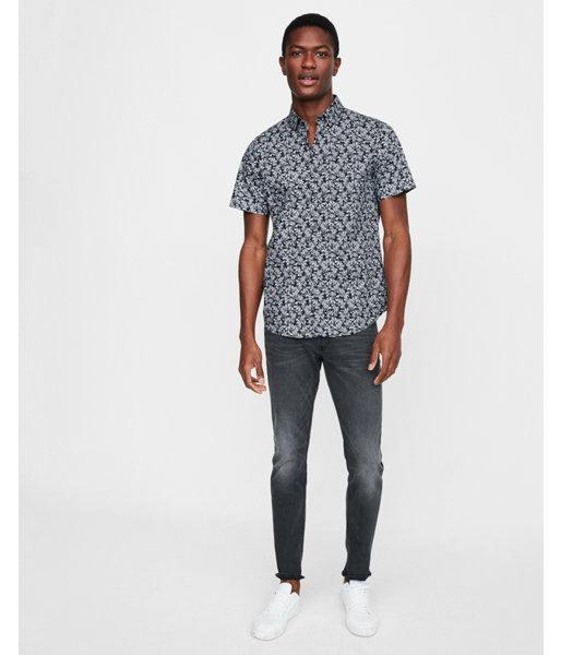 Express Mens Slim Vine Print Short Sleeve Dress