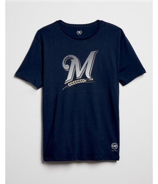 Express Mens Milwaukee Brewers Crew Neck Tee