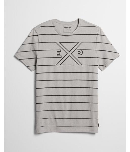Express Mens Striped Cotton Express Logo Graphic Tee
