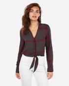 Express Womens Printed Button-up Tie Front