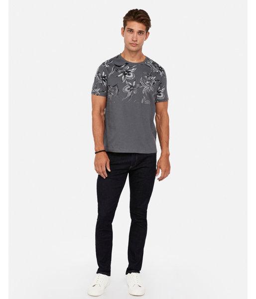 Express Mens Floral Short Sleeve Crew Neck Tee