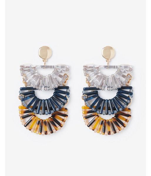 Express Womens Tiered Fan Drop Earrings