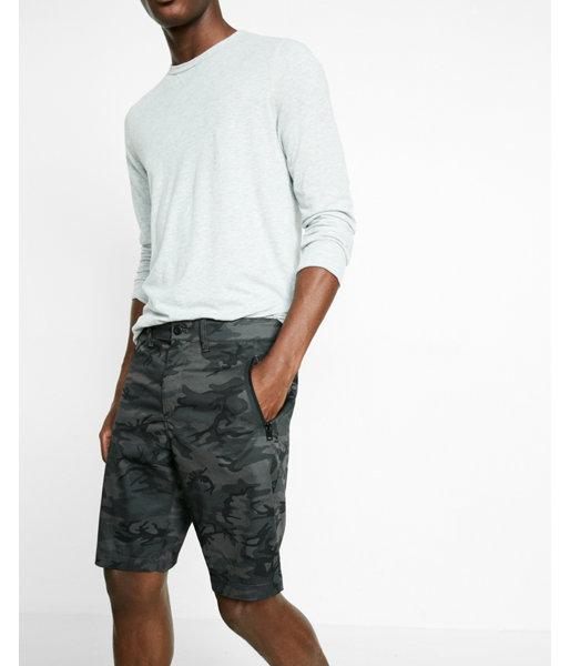 Express Classic Fit 10 Inch Camo Stretch Zip Pocket