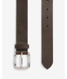 Express Mens Dark Brown Leather Single Prong Buckle Belt