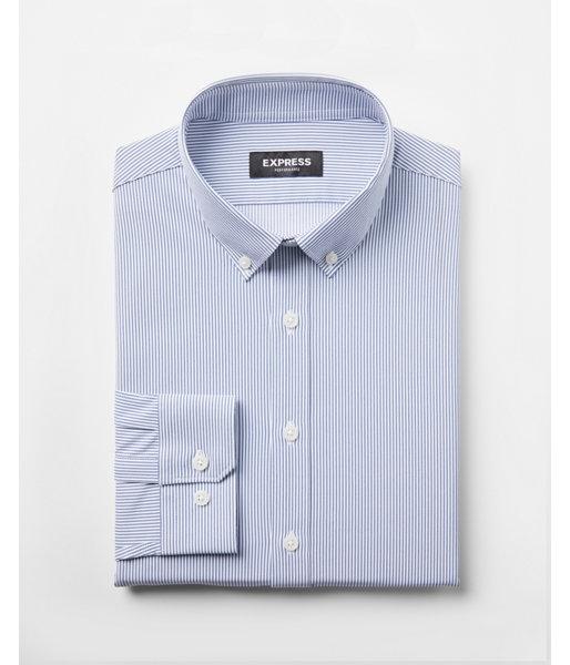 Express Mens Stripe Slim Fit Button-down Performance Dress