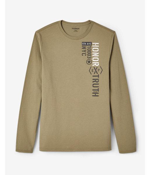 Express Mens Honor Truth Long Sleeve Crew Neck Tee