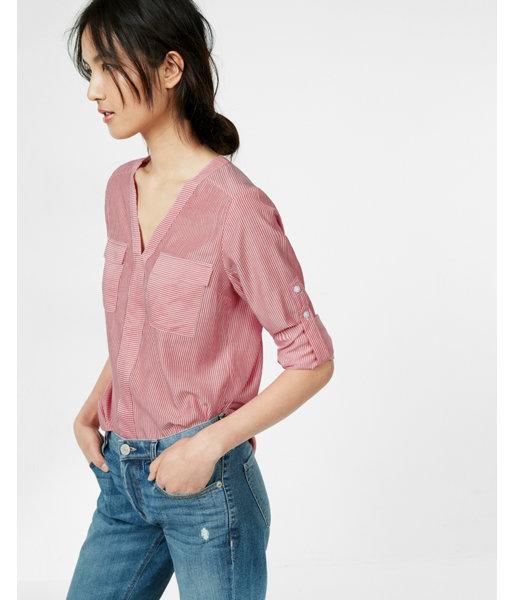 Express Womens Petite Two Pocket V-neck Popover